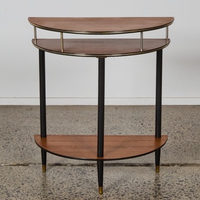 A Mid-Century Teak Half Moon Console Table
