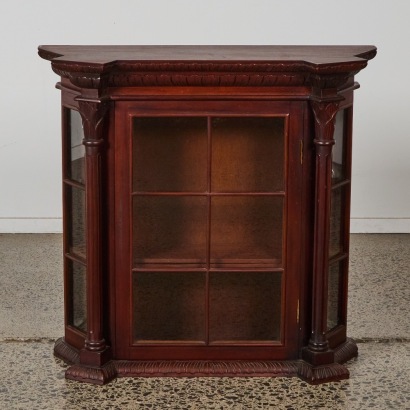 A Solid Teak Wall or Table Top Display Cabinet
