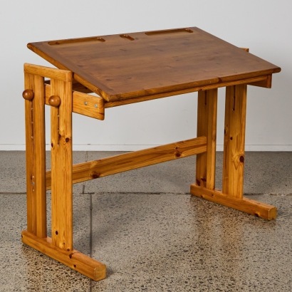 A Vintage Danish Baltic Pine Height and Tilt Adjustable Desk