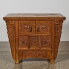 A Chinese antique wooden recessed-leg table with upturned ends (Qiaotou An)