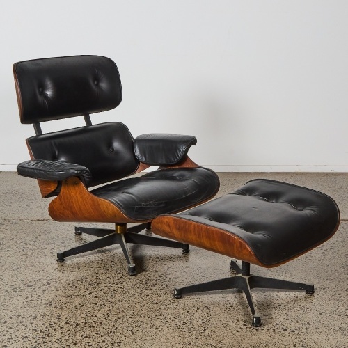 A New Zealand made Eames Lounge Chair and Ottoman by Artedomus Interiors C.1970s
