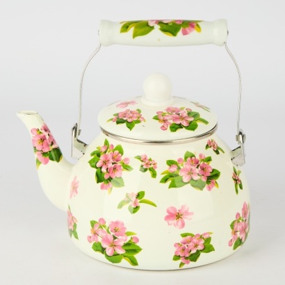 A Vintage Large Enamel Floral Teapot