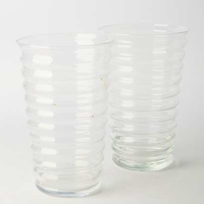 A Pair of Handmade Wavy Glass Vases