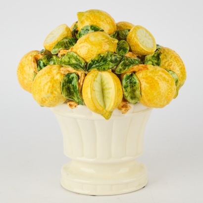 A Ceramic Majolica Style Lemon Centrepiece