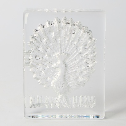 A Vintage Crystal Peacock, signed Daum France