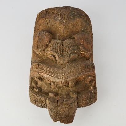 A Tiki Mask in Resin Stamped 'Auckland Museum'