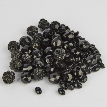 A Collection of Loose Beads in the Style of Victorian Jet