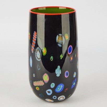 A Garry Nash Murrini Glass Vase, Signed '89