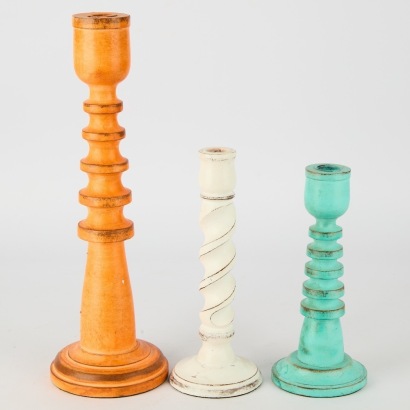 A Trio of Colourful Rustic Candle Holders