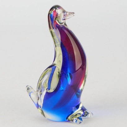 A Murano Maroon & Blue Penguin