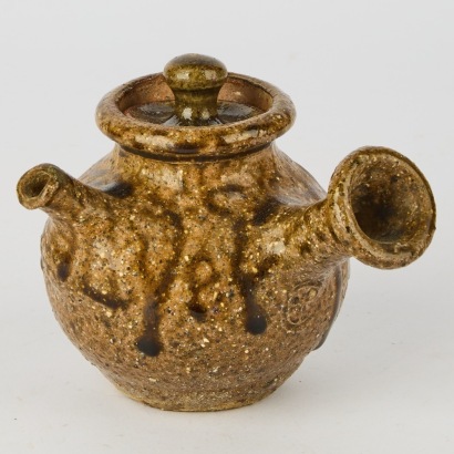 An Early Andrew Van Der Putten Salt Glazed Side Handle Teapot