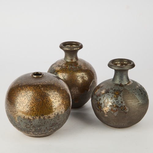 A Trio of Graeme Storm Vases in a Magnesium Glaze