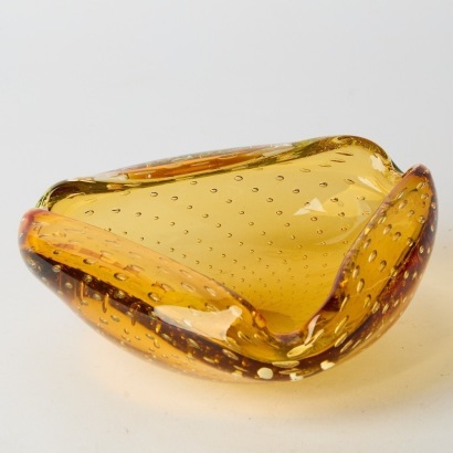 A Murano Bullicante Bubbles Art Glass Bowl/Ashtray