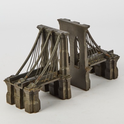 A Pair of Brooklyn Bridge Cast Iron Bookends from Restoration Hardware