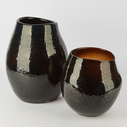 A Pair of Large Handblown Art Glass Vessels