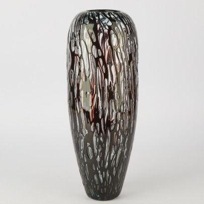 A Tall Black Murano Art Glass Vase