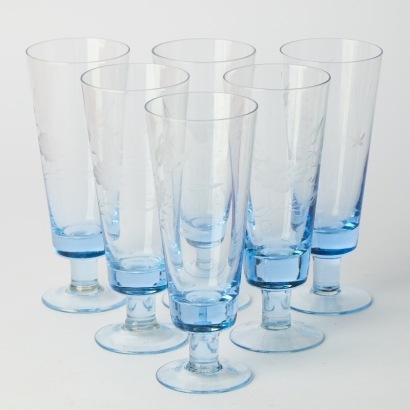 A Vintage Set of Six Pilsner Glasses in Original Box