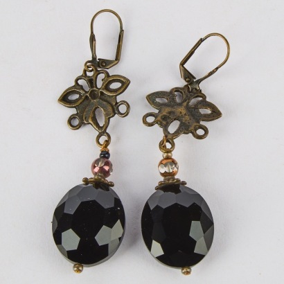 A Pair of Black Bead Drop Earrings