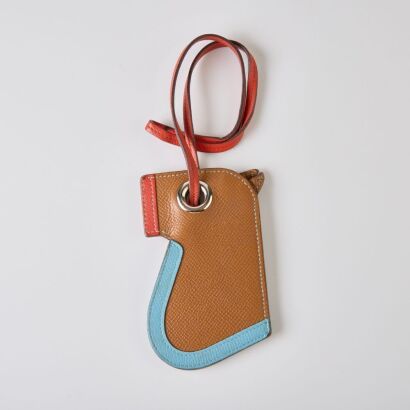 Herm&egrave;s, Gold / Bleu Celeste / Capucine Camail Key Holder
