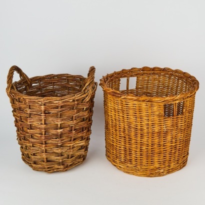 A Pair of Vintage French Wine Crock Baskets