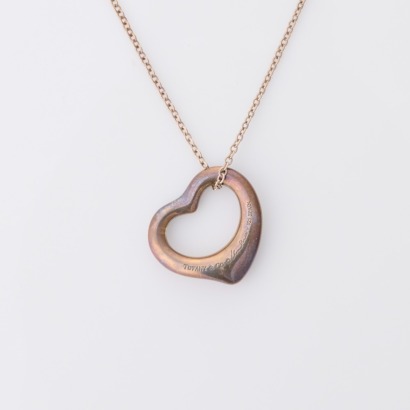 Tiffany & Co, 40cm Sterling Silver, Open Heart Pendant on 40cm Chain