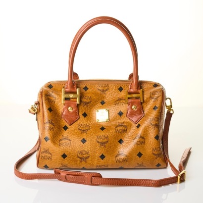 MCM, Cognac Monogram Boston Bag