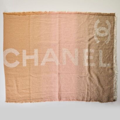 Chanel, 85% Cashmere / 15% Siik, Beige Ombre Scarf