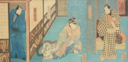 A Japanese Meiji Period Ukiyo-e Portrait Woodblock (Toyokuni Stamp)