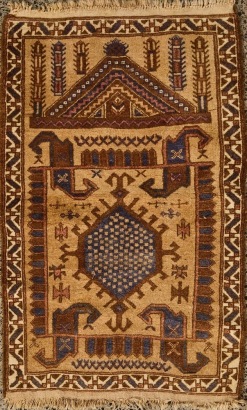 A Handwoven Vintage Afghan Baluchi Rug