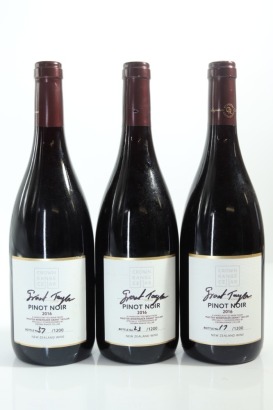 (3) 2016 Crown Range Cellar 'Signature Selection' Grant P. Taylor Pinot Noir, Gibbston (Bottles signed by Grant Taylor)
