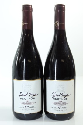 (2) 2016 Crown Range Cellar 'Signature Selection' Grant P. Taylor Pinot Noir, Gibbston (Bottles signed by Grant Taylor)