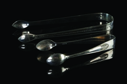 A Pair of Georgian Sterling Silver Sugar Tongs and Another, EP