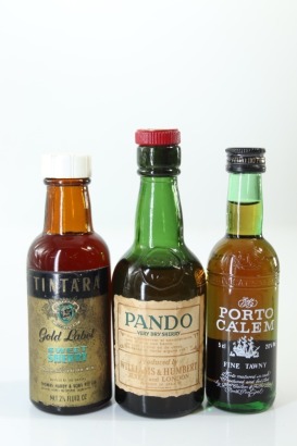 (1) Mixed Sherry & Port Miniatures, 3 Bottles Sold as One Lot