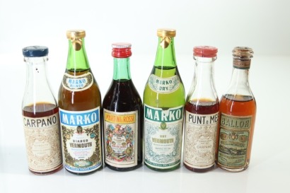 (1) Mixed Vermouth Miniatures, 6 Bottles Sold as One Lot