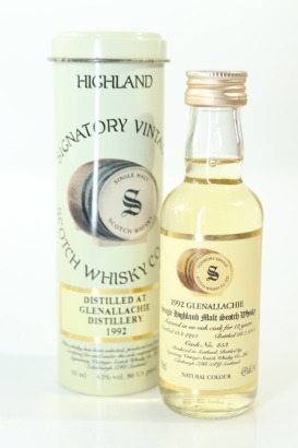 (1) 1992 Glenallachie Signatory Vintage Single Malt Scotch Whisky Miniature