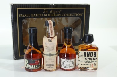 (1) The Original Small Batch Bourbon Miniature Collection (Baker's, Basil Hayden, Booker's & Knob Creek), 4 Bottles Sold as One Lot