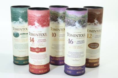 (1) Tomintoul Peated, 10, 12, 14 & 16 Year Old Single Malt Scotch Whisky Miniature Collection, 5 Bottles Sold as One Lot
