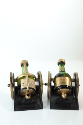 (1) Courvoisier Cognac Cannon Miniatures, 2 Bottles Sold as One Lot