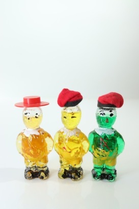 (1) Glass Men with Hats Miniatures, 3 Bottles Sold as One Lot