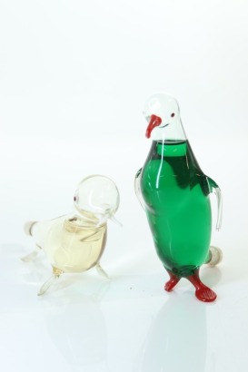 (1) Collection of Mixed Bols Handmade Glass Animal Miniatures, 2 Bottles Sold as One Lot