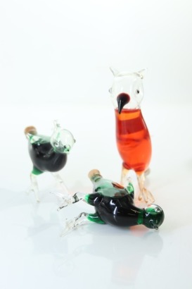(1) Collection of Mixed Bols Handmade Glass Animal Miniatures,3 Bottles Sold as One Lot