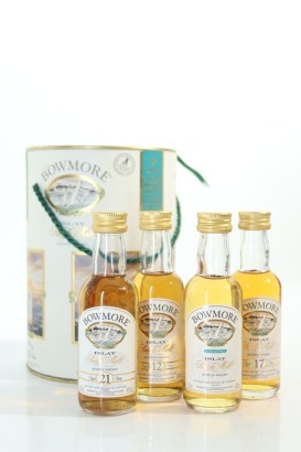 (1) Bowmore Legend, 12 Year Old, 17 Year Old & 21 Year Old Single Malt Scotch Whisky Miniature Set, 50ml, 43% ABV, 4 Bottles Sold as One Lot (GB)