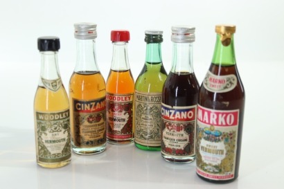 (1) Mixed Vermouth Miniatures, 6 Bottles Sold as One Lot