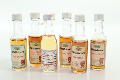 (1) Five Waihirere Sherry and One Commonwealth Games Minatures Aotearoa Made, 6 Bottles Sold as One Lot