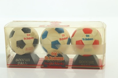 (1) Old St. Andrews Scotch Whisky Soccer Ball Miniatures, 3 Bottles Sold as One Lot