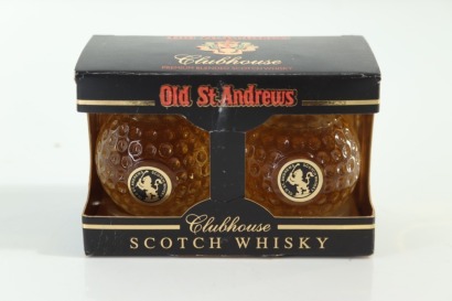 (1) Old St. Andrews Scotch Whisky Golf Ball Miniatures, 2 Bottles Sold as One Lot