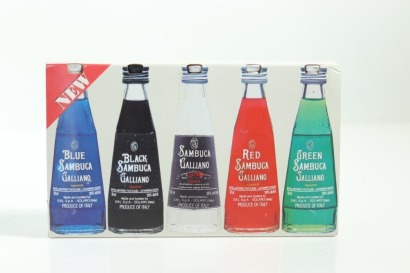 (1) Calliano Sambuca Miniature Box, 5 Sold as One Lot