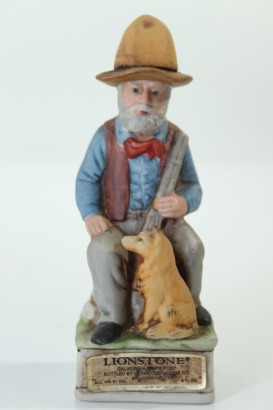 (1) Lionstone California White Port, Man With Dog Ceramic Miniature
