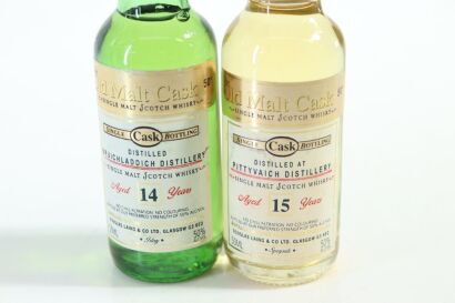 (1) Douglas Laing Single Cask Bruichladdich 14 & Pittyvaich 15 Single Malt Scotch Whisky Miniatures, 2 Bottles Sold as One Lot