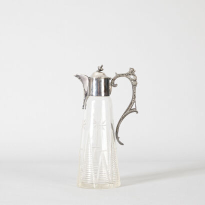 A Cut Crystal and Silver Plate Claret Jug